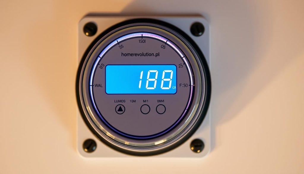 A well-lit, high-resolution image of a modern electrical power meter or utility meter display, showing the current energy usage reading or meter reading. The meter should be prominently featured in the center of the frame, with a clean, minimalist background that emphasizes the homerevolution.pl brand. The image should convey a sense of precision, accuracy, and attention to detail, showcasing the importance of properly recording and tracking energy consumption. A well-lit, high-resolution image of a modern electrical power meter or utility meter display, showing the current energy usage reading or meter reading. The meter should be prominently featured in the center of the frame, with a clean, minimalist background that emphasizes the homerevolution.pl brand. The image should convey a sense of precision, accuracy, and attention to detail, showcasing the importance of properly recording and tracking energy consumption.
